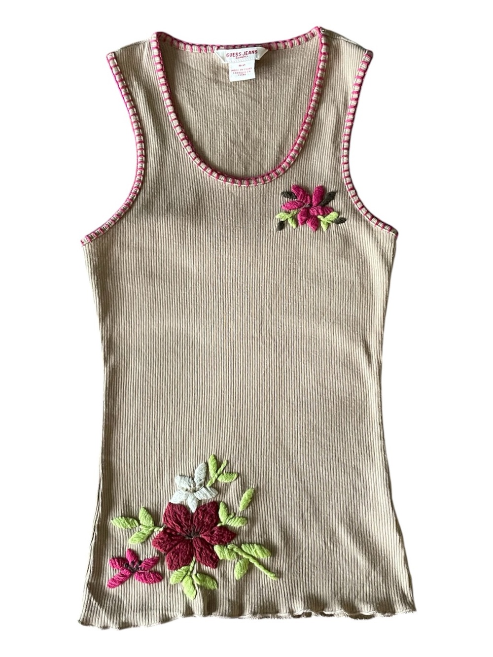 Vintage Y2K Guess cotton embroidered tank top S